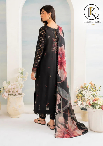 Summer Unstitched 3PCs Lawn Embroidered Shirt With Lawn Dupatta KL-309