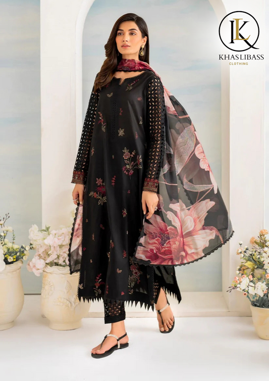 Summer Unstitched 3PCs Lawn Embroidered Shirt With Lawn Dupatta KL-309