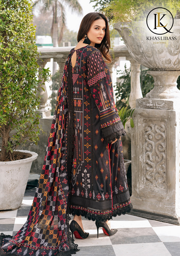 Winter Unstitched 3PCs Embroidered Dhanak Dress With Digital Print Wool Shawl KL-340