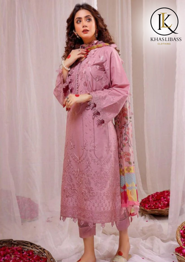 Winter Unstitched 3PCs Embroidered Dhanak Dress With Digital Printed Wool Shawl KL-355