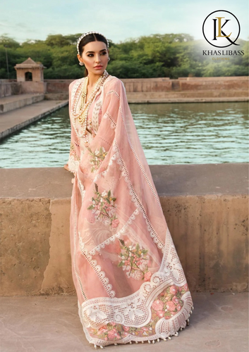 Winter Unstitched 3PCs Embroidered Linen Dress With Organza Embroidered Dupatta KL-356