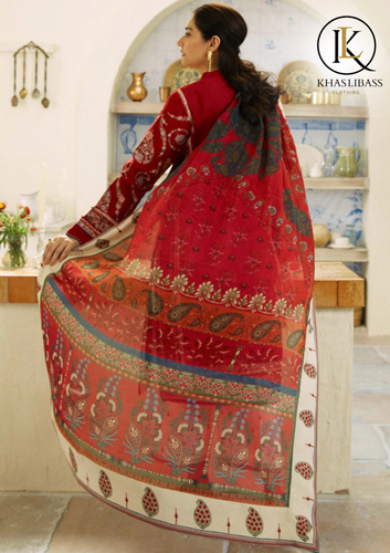 Winter Unstitched 3PCs Embroidered Dhanak Dress With Digital Printed Wool Shawl KL-358