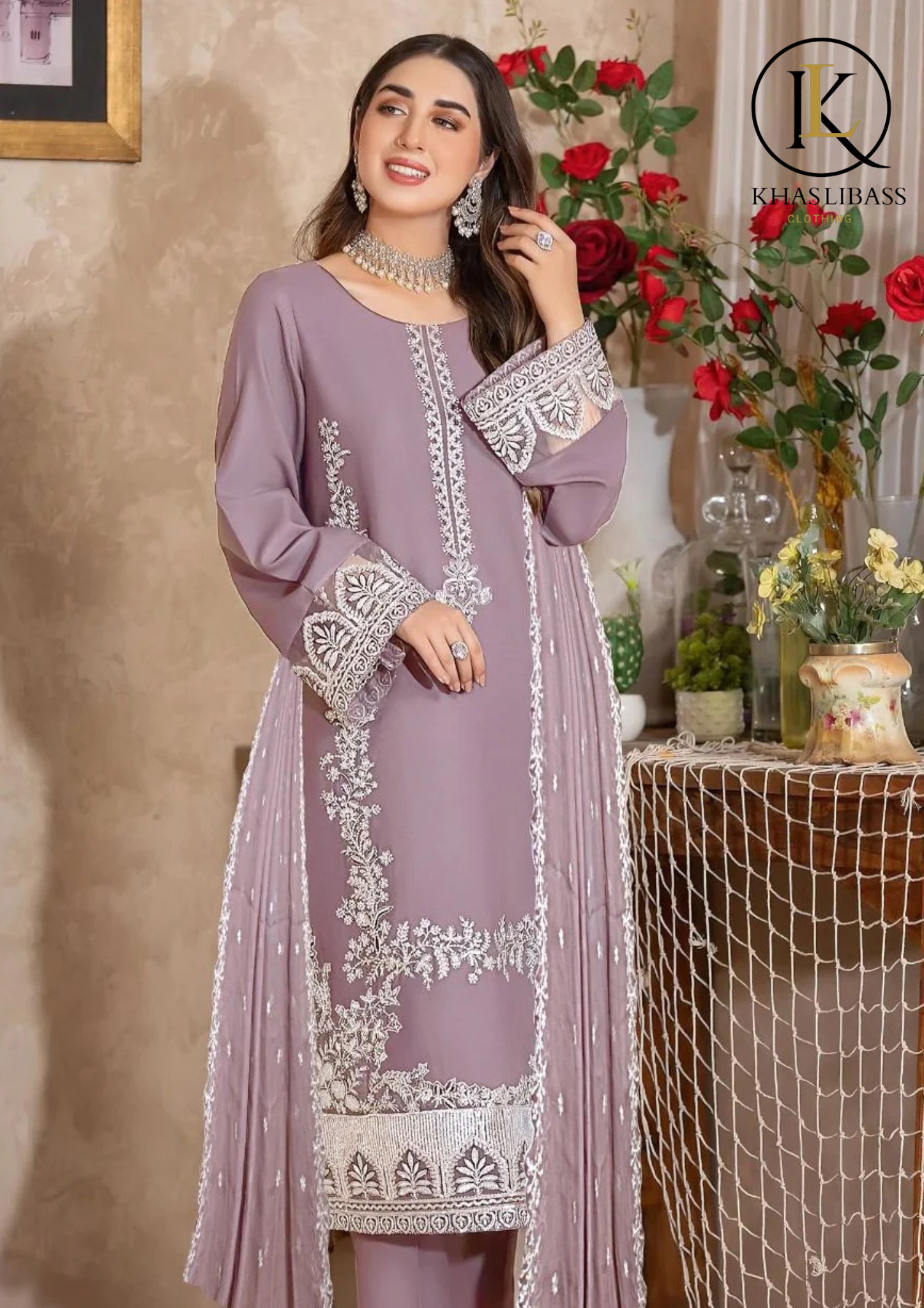 Winter Unstitched 3PCs Embroidered Dhanak Dress With Dhanak Embroidered Dupatta KL-394
