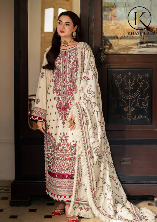 Winter Unstitched 3PCs Embroidered Dhanak Dress With Dhanak Heavy Embroidered Dupatta KL-399