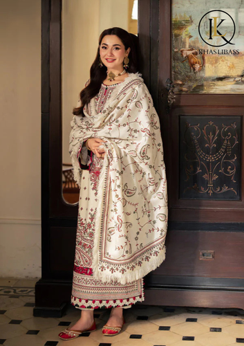 Winter Unstitched 3PCs Embroidered Dhanak Dress With Dhanak Heavy Embroidered Dupatta KL-399
