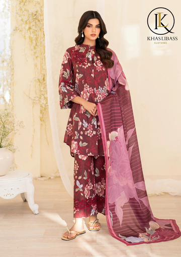Winter Unstitched 3PCs Printed Khaddar Dress With Digital Printed Khaddar Dupatta KL-403