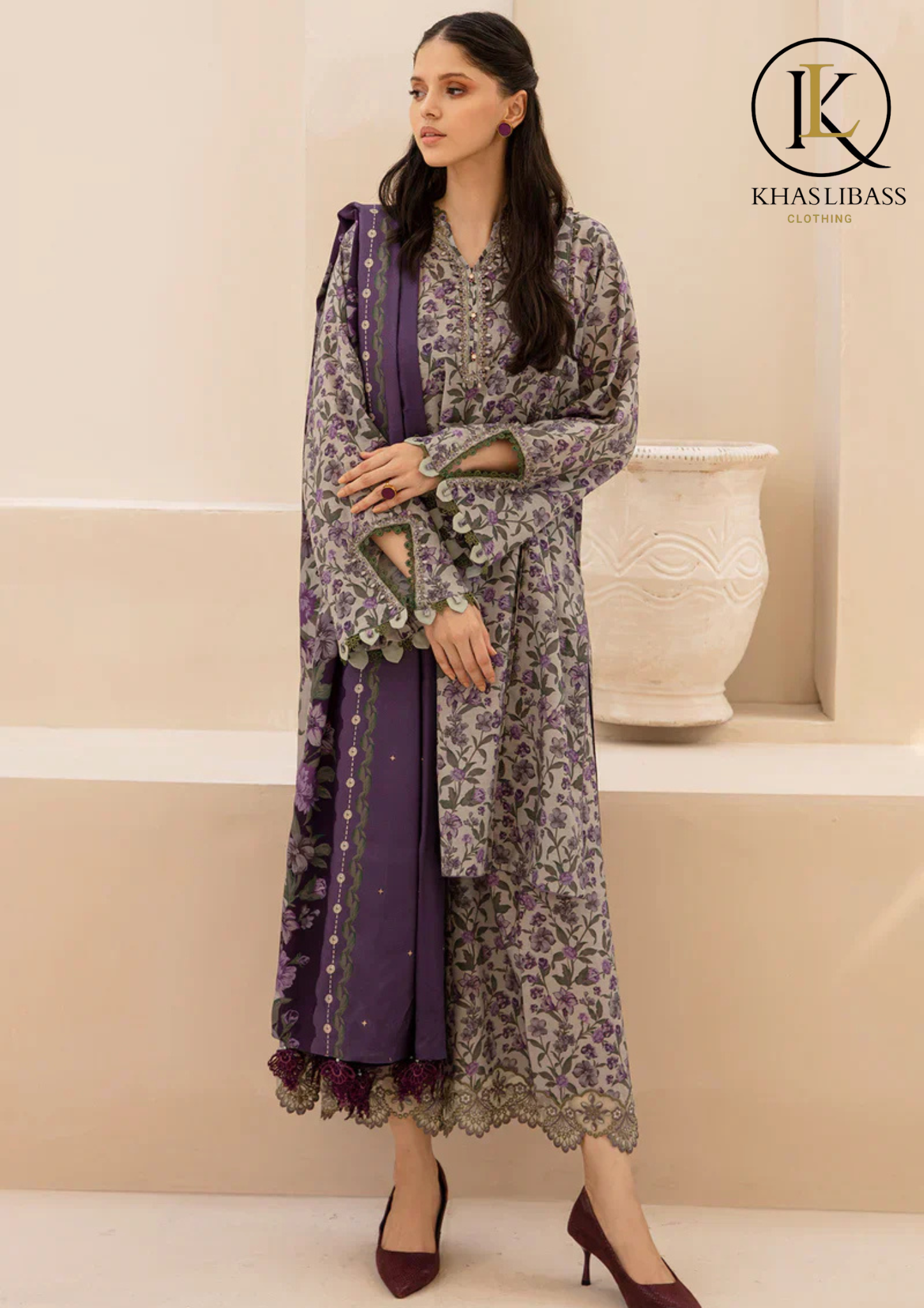 Winter Unstitched 3PCs Digital Printed Karandi Dress With Digital Printed Karandi Dupatta KL-405