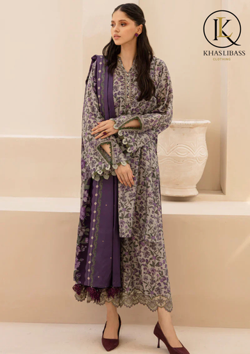 Winter Unstitched 3PCs Digital Printed Karandi Dress With Digital Printed Karandi Dupatta KL-405