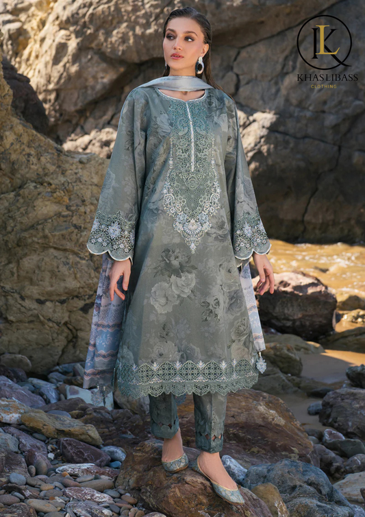 Winter Unstitched 3PCs Printed Dhanak Dress With Digital Printed Dhanak Dupatta KL-406