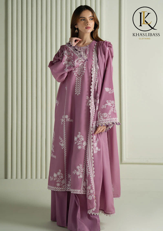 Winter Unstitched 3PCs Embroidered Dhanak Dress With Embroidered Dhanak Dupatta KL-408