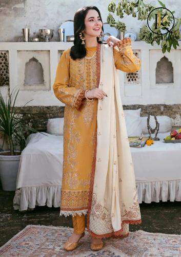 Winter Unstitched 3PCs Embroidered Dhanak Dress With Dhanak Embroidered Dupatta KL-418