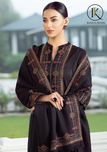 Winter Unstitched 3PCs Embroidered Dhanak Dress With Dhanak Embroidered Shawl KL-421