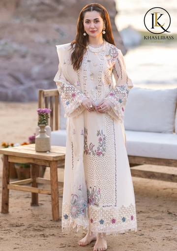 Winter Unstitched 3PCs Embroidered Dhanak Dress With Net Embroidered Dupatta KL-423