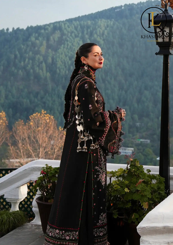 Winter Unstitched 3PCs Embroidered Dhanak Dress With Twill Wool Printed Shawl KL-425