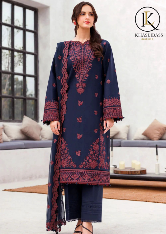 Winter Unstitched 3PCs Embroidered Dhanak Dress With Dhanak Embroidered Shawl KL-431