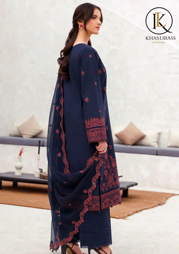 Winter Unstitched 3PCs Embroidered Dhanak Dress With Dhanak Embroidered Shawl KL-431