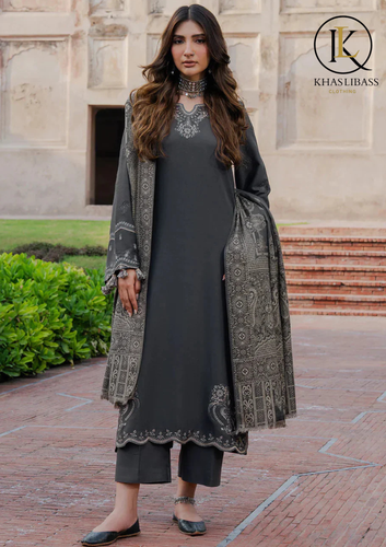 Winter Unstitched 3PCs Embroidered Dhanak Dress With Twill Printed Shawl KL-436
