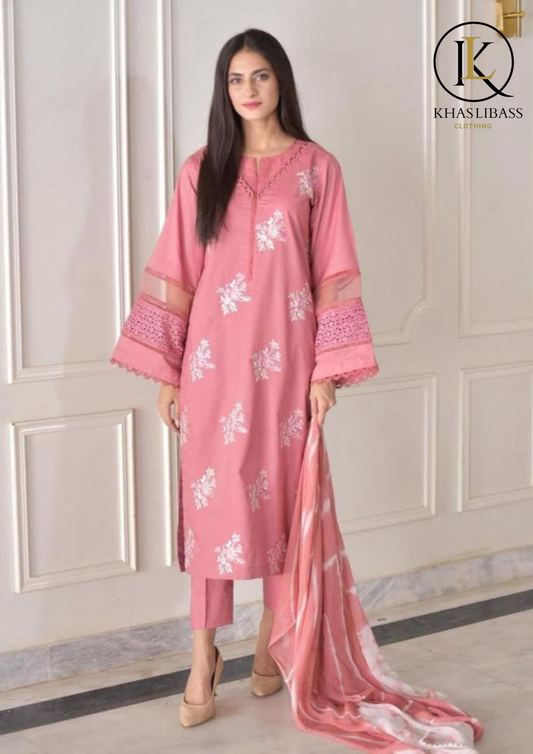 Winter Unstitched 3PCs Embroidered Dhanak Dress With Twill Printed Shawl KL-437