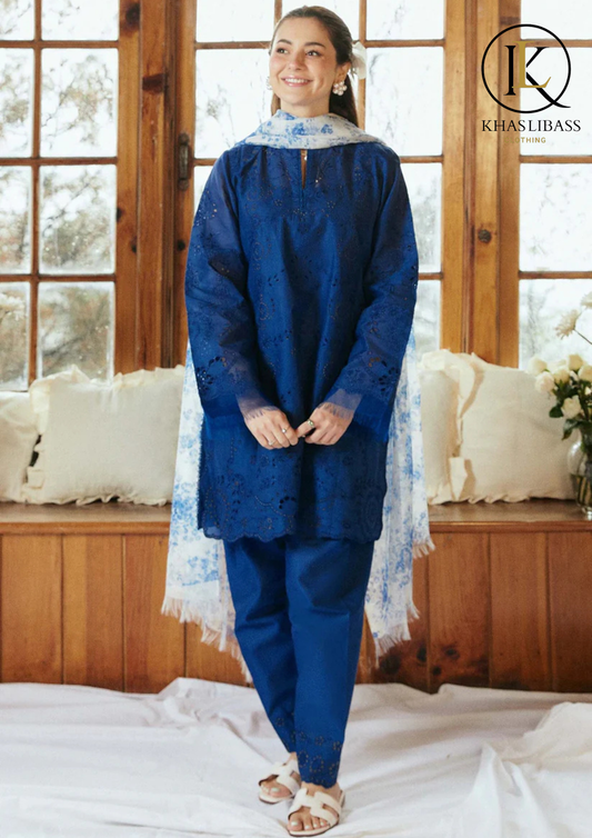 Winter Unstitched 3PCs Embroidered Dhanak Dress With Digital Printed Wool Shawl KL-438