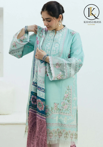 Winter Unstitched 3PCs Embroidered Dhanak Dress With Wool Digital Printed Zari Shawl KL-439
