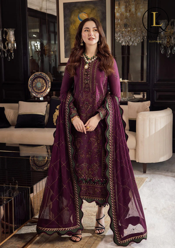 Winter Unstitched 3PCs Embroidered Dhanak Dress With Digital Printed Wool Shawl KL-442