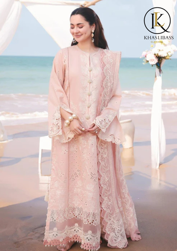 Winter Unstitched 3PCs Embroidered Dhanak Dress With Net Embroidered Dupatta KL-443