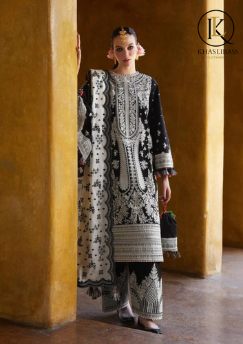 Winter Unstitched 3PCs Embroidered Dhanak Dress With Dhanak Cutwork Embroidered Shawl KL-459
