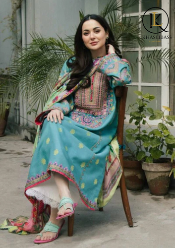 Winter Unstitched 3PCs Embroidered Dhanak Dress With Digital Printed Wool Shawl KL-462